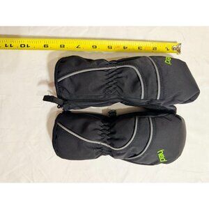 Head Black Winter Mittens With Grip Palms & Zipper Pockets Size S/P For Cold Wea
